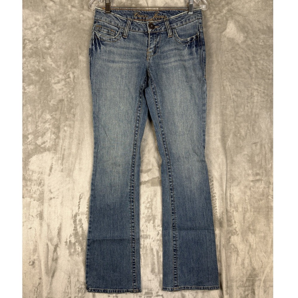 Y2K Guess Jeans Womens Bootcut Embroidered Pocket Denim Pants Size 24